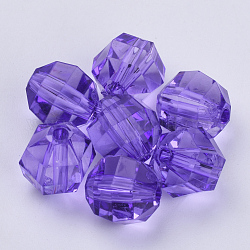 Perles en acrylique transparente, facette, ronde, bleu violet, 20x20mm, Trou: 2.9mm, environ 114 pcs/500 g