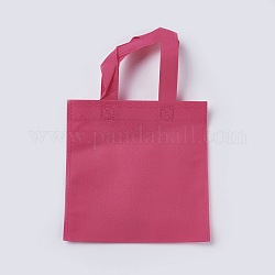 Экологически чистые многоразовые сумки, нетканые сумки для покупок, бледно-фиолетовый красный, 33x19.7 см