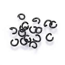 304 anelli di salto in acciaio inox, anelli di salto aperti, elettroforesi nera, 5x1mm, circa  3mm diametro interno