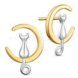 Серьги-гвоздики shegrace с уникальным дизайном 925 из стерлингового серебра, серьги-кольца, с котенком и луной, платиной и золотом, 18.14x13 мм