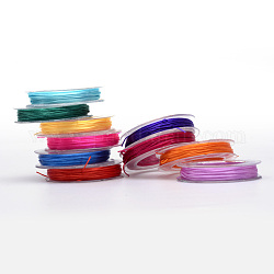 Chaîne de cristal élastique plat, fil de perles élastique, pour la fabrication de bracelets élastiques, couleur mixte, 0.5mm, environ 10.93 yards (10 m)/rouleau, 10 rouleaux / groupe