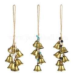 Protection de cloche de fer pour cintre de bouton de porte, carillons éoliens, avec des perles synthétiques turquoise tête de mort, teinte, couleur mixte, 295~305mm