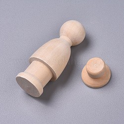Unvollendete leere Holzpuppen, für DIY Handbemalung, Junge, rauchig, 66.5x24.5 mm, Kappe: 21~22x15mm