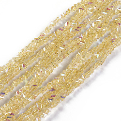 Chapelets de perles en verre électroplaqué, de couleur plaquée ab , triangle, champagne jaune, 2.2~3x3~4.7x2~3mm, Trou: 0.7mm, Environ 171~181 pcs/chapelet, 12.4 pouce ~ 14.84 pouces (31.5~37.7 cm)