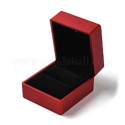 Scatole portaoggetti rettangolari in plastica per anelli, Custodia regalo per anello portagioielli con interno in velluto e luce a led, rosso, 5.9x6.4x5cm
