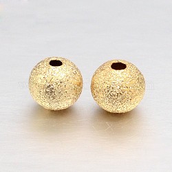 Echte 18 Karat vergoldete Messing strukturierte runde Perlen, Bleifrei und Cadmiumfrei und Nickel frei, 4 mm, Bohrung: 1 mm