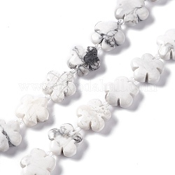 Natural Howlite Beads Strands, 5-Petal Flower, 15x5.5mm, Hole: 1.2mm, about 27pcs/strand, 17.13''(43.5cm)
