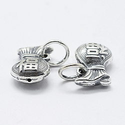 Thai 925 Sterling Silver Pendants, Large Hole Pendants, Bag with Word, Antique Silver, 13x9.5x5mm, Hole: 4.5mm
