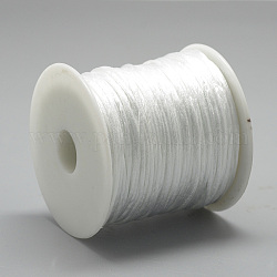 Fil de nylon, corde de satin de rattail, blanc, environ 1 mm, environ 76.55 yards (70 m)/rouleau