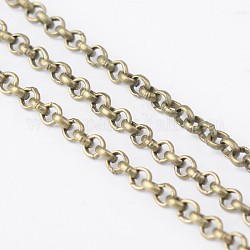 Iron Rolo Chains, Belcher Chain, Unwelded, Lead Free and Nickel Free, Antique Bronze Color, with Spool, Size: Chain: about 2.5mm in diameter, 1mm thick, 100M/roll