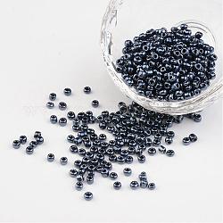 DIY Craft Beads 8/0 Opaque Colors Lustered Round Glass Seed Beads, Black, Size: about 3mm in diameter, hole:1mm, about 1101pcs/50g