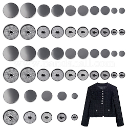 Wadorn 50 pièces 5 boutons à tige en alliage à 1 trous, plat rond, gunmetal, 10~25x6.5~8mm, Trou: 2~2.5mm, 10 pièces / style