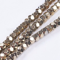 Electroplate Non-Magnetic Synthetic Hematite Beads Strands, Faceted, Round, Antique Bronze Plated, 3x2mm, Hole: 0.5mm, about 198pcs/strand, 15.5 inch(39.5cm)