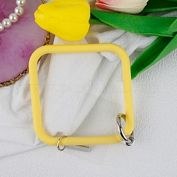 Cordón de silicona para teléfono con lazo cuadrado, correa para la muñeca con soporte para llavero de plástico y aleación, amarillo, cuadrado: 8.62x8.62cm