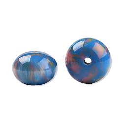 Abalorios de resina, de piedras preciosas de imitación, plano y redondo, azul dodger, 16x11mm, agujero: 2.1~2.3 mm