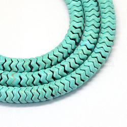 Synthetic Turquoise Gemstone Bead Strands, Wavy Edge, Dyed , Turquoise, 10x4~4.5mm, Hole: 1.5mm, about 133pcs/strand, 15.9 inch