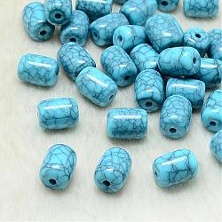 Resin Beads, Barrel, Dark Turquoise, 15x13.5~14mm, Hole: 3mm
