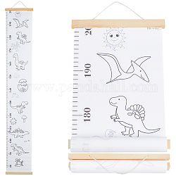 Toise amovible à motif de dinosaure pour enfants, Règles de tableau de mesure suspendues en bois et SGC, rectangle, blanc, 1290x200~213x0.3~11mm