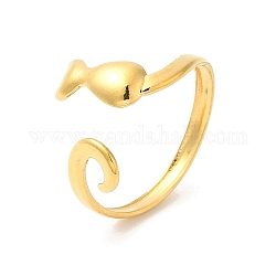 Ионное покрытие (IP) 304 кольцо на манжете из нержавеющей стали, открытые кольца для женщин в форме кошки, реальный 18k позолоченный, внутренний диаметр: 19 мм
