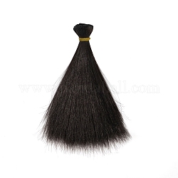 Cheveux de perruque de poupée de coiffure longue et droite en plastique, pour bricolage fille bjd créations accessoires, noir, 5.91 pouce (15 cm)