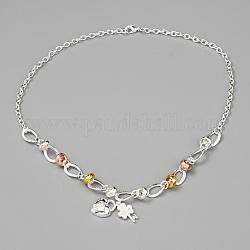 Популярные серебряные покрынные цветом латунные ожерелья ключа и замка bib для женщин, 18 дюйм