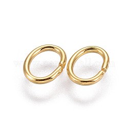 304 Edelstahl offenen Ringe springen, Oval, golden, 7.5x5.7x0.9 mm, Bohrung: 5.6 mm