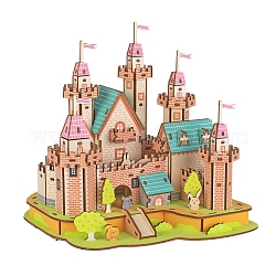 Puzzle en bois bricolage 3d, Kits de modèles de château de conte de fées artisanaux, jouets cadeaux pour enfants et adolescents, colorées, 195x217x220mm