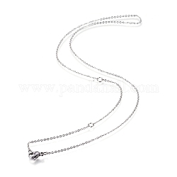 304 collar del acero inoxidable, cadenas de cable, con broches de langosta, color acero inoxidable, 18.5 pulgada (47 cm), 1mm, anillo de salto: 4x0.5 mm