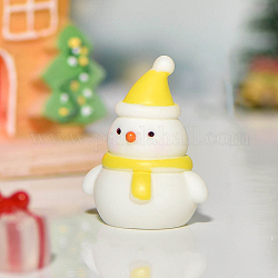 Pupazzo di neve in resina a tema natalizio, micro paesaggi ornamento accessori, giallo, 36x29mm