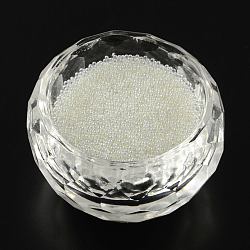 Translucence DIY 3D Nail Art Decoration Mini Glass Beads, Tiny Caviar Nail Beads, White, 0.6~0.8mm, about 450g/bag