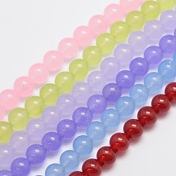 Filamenti di perline naturali e tinti Malesia giada, tondo, colore misto, 4mm, Foro: 0.8 mm, circa 92pcs/filo, 15 pollice