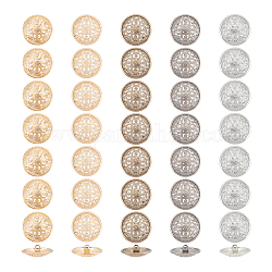 Unicraftale 40 pièces 5 boutons à tige en alliage de zinc rétro à 1 trous, creux, décoration de vêtement, couleur mixte, 25x10mm, Trou: 2mm, 8 pièces / style