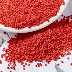 Perline rotonde miyuki rocailles, perline giapponesi, 15/0, (rr407) rosso vermiglio opaco, 15/0, 1.5mm, Foro: 0.7 mm, circa 5555pcs/10g