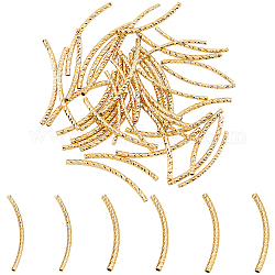 PH PandaHall 60pcs 18K Gold Tube Spacer Beads 3 Styles Curved Noodle Beads Long-Lasting Brass Twist Spacer Beads for Memory Wire Necklace Bracelet Jewelry Making 30/35mm