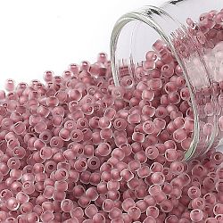 Toho perles de rocaille rondes, Perles de rocaille japonais, (771fm) arc-en-ciel en cristal doublé de canneberges mat, 11/0, 2.2mm, Trou: 0.8mm, à propos 1110pcs / bouteille, 10 g / bouteille