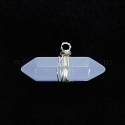 Ciondoli di vetro luminosi, con filo di rame tono argento avvolto, proiettile, argento, 11x23x7mm, Foro: 1.6 mm