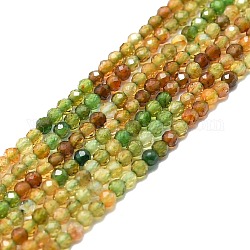 Chapelets de perles en tourmaline naturelle, facette, ronde, 2mm, Trou: 0.5mm, Environ 215 pcs/chapelet, 15.16''~15.55'' (38.5~39.5 cm)