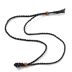 Necklace Makings, with Wax Cord and Wood Beads, Black, 30-1/4 inch(77~80cm)