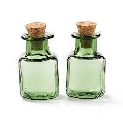 Ornamento di bottiglie di sughero in vetro quadrato, bottiglie vuote di vetro che desiderano, fiale fai da te per decorazioni pendenti, verde mare, 1.4x1.4x2.3cm
