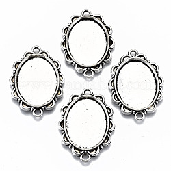 Tibetan Style Alloy Cabochon Connector Settings, Oval, Cadmium Free & Lead Free, Antique Silver, 36x25x2mm, Hole: 2mm, Tray: 25x18mm, about 250pcs/1000g