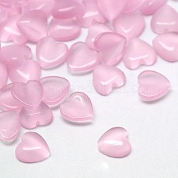 Cat Eye Cabochons, Heart, Pearl Pink, 4x4x2mm