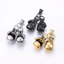 304 Stainless Steel Pendants, Boxing Gloves, Mixed Color, 40x17~35x15mm, Hole: 9x5mm