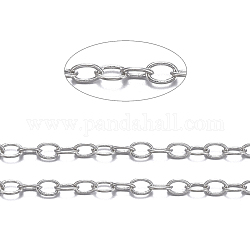 Brass Cable Chains, Soldered, with Spool, Oval, Cadmium Free & Lead Free, Long-Lasting Plated, Platinum, 2x1.5x0.35mm, about 301.83 Feet(92m)/roll