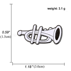 Instrumentos musicales alfileres de esmalte blanco, broche de aleación para amantes de la música, trompeta, 15x30mm