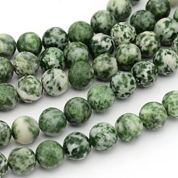 Edelstein Perlen Stränge, grüner Jaspis, Runde, ca. 10 mm Durchmesser, Bohrung: 1 mm, ca. 39 Stk. / Strang, 15.5 Zoll