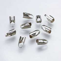 925 Sterling Silver Cord Ends, Platinum, 8x4mm, Hole: 3x4mm, Inner Diameter: 3.5x4mm