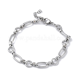 304 bracelets chaîne à maillons ovales et anneaux en acier inoxydable pour femme, couleur inoxydable, 7-1/8 pouce (18.2 cm)