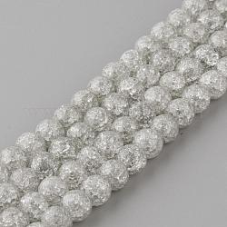 Crackle sintetico perle di quarzo fili, tondo, tinto, grigio chiaro, 8mm, Foro: 1 mm, circa 50pcs/filo, 15.7 pollice