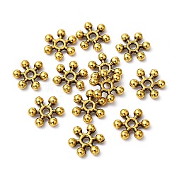 Séparateurs perles en alliage de style tibétain, flocon de neige, sans cadmium et sans plomb, Or antique, 8x7x2mm, Trou: 1.5mm