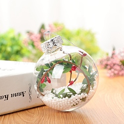 Transparente, befüllbare Kugelanhänger aus Kunststoff, mit Rattan innen, Weihnachtsbaum-Hängeornament, Transparent, 60 mm